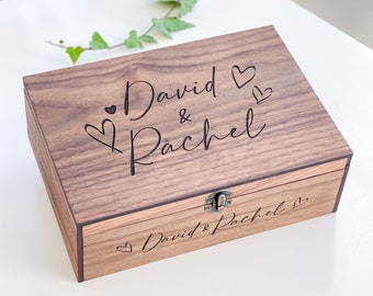 Personalized Memory, Wooden, Keepsake Box - Original Christmas gifts for him, her, Gift for boyfriend, girlfriend, couples, women, men, wife