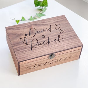 Personalized Memory, Wooden, Keepsake Box - Original Christmas gifts for him, her, Gift for boyfriend, girlfriend, couples, women, men, wife