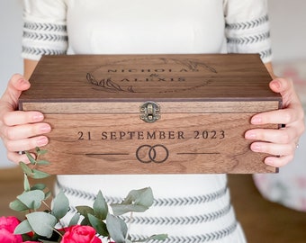 Boîte souvenir en bois personnalisée - Cadeau pour lui, elle, petit ami, petite amie, couple, anniversaire de mariage pour homme, carte de mariage, boîte en bois, boîte cadeau