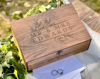 Custom Personalized Wooden Keepsake box - Wedding Card box, Anniversary Gift for Couple, Future wife, Husband gift, Custom Wood gift box