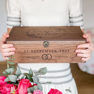 Boîte souvenir en bois personnalisée personnalisée - Boîte cadeau Saint-Valentin pour lui, elle, petit ami, petite amie, couple, boîte de cartes de mariage de fiançailles