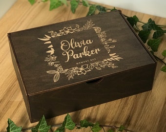 Regalo de nombre personalizado único para cumpleaños: nuestra caja de regalo de cumpleaños con recuerdo de memoria de madera, caja de feliz cumpleaños con hame, regalo para niños