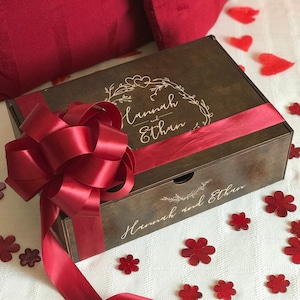 Personalize Valentines Day Gifts for Her, Him, Couples, for Boyfriend, Girlfriend - Personalized Keepsake, Wooden, Memory Box