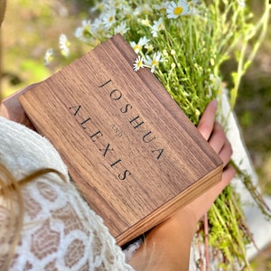 Matrimonio, regalo di fidanzamento per coppie - Scatola personalizzata, in legno, ricordo, ricordo. Regali di San Valentino per la moglie, scatola per biglietti di nozze