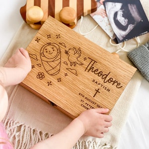 Caja de regalo de recuerdo para baby shower de niño o niña - Caja de recuerdo de madera personalizada - Cajas para el primer cumpleaños, regalo para sobrino