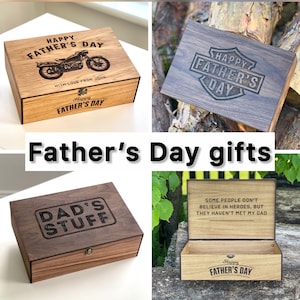Boîte cadeau personnalisée pour homme, père, père, fille, fils, femme, bébé en bois, boîte souvenir gravée avec serrure, cadeau de fête des pères