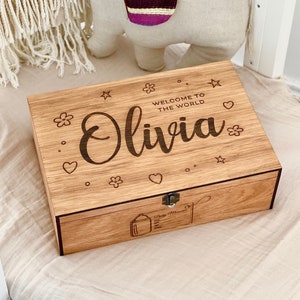 Personalisierte Baby Erinnerungsbox für Baby Mädchen und Jungen - Geschenk für Neugeborene Mädchen, Jungen, für Baby Ankündigung Box, ersten Geburtstag