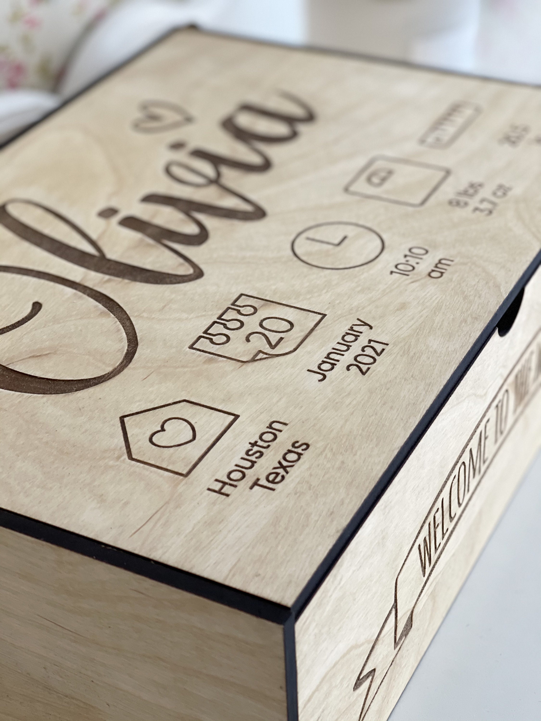 Baby keepsake box from wooden with personalization Toddler Etsy