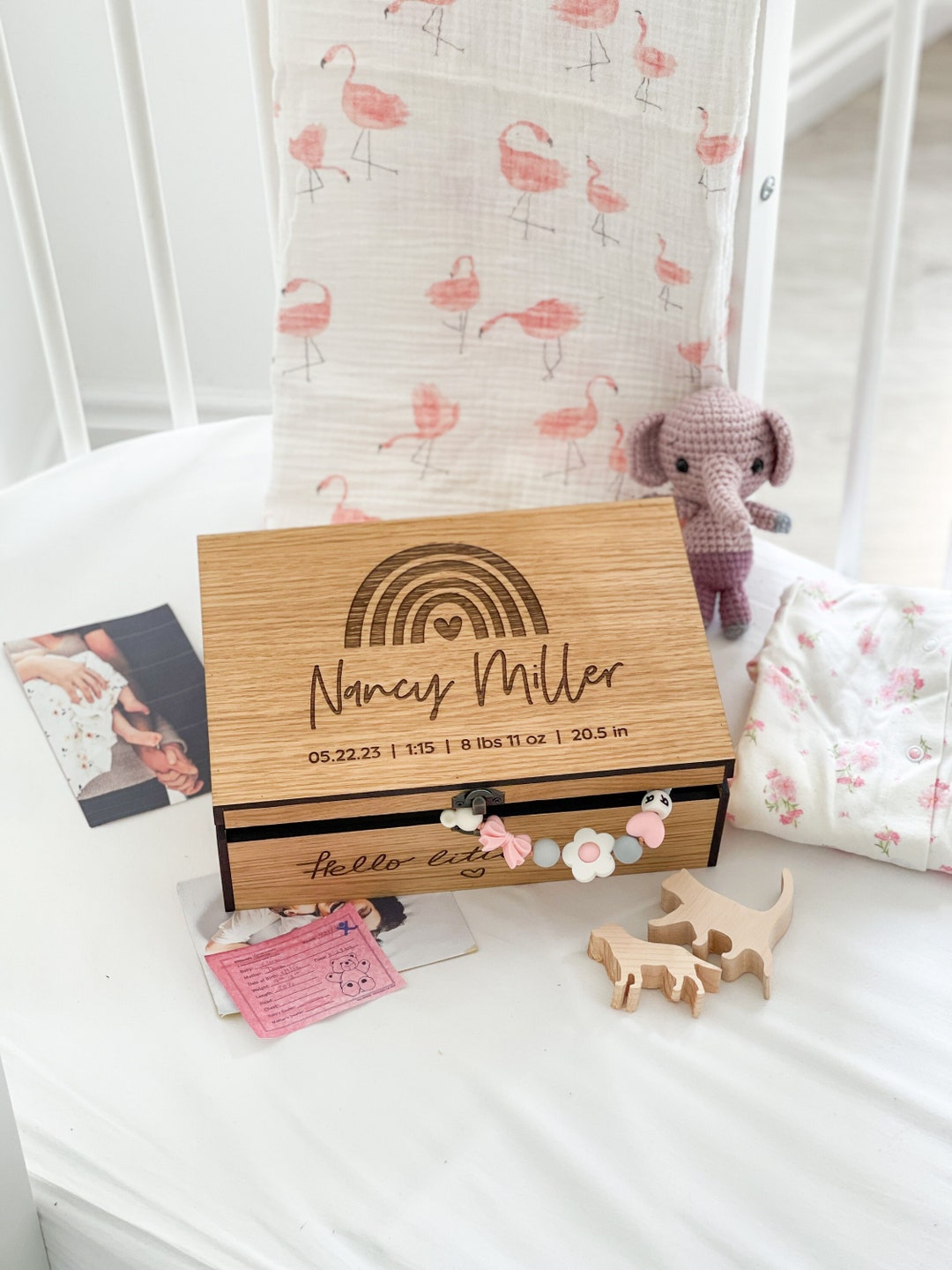 Baby Keepsake Memory Personalized Wooden Box - Baby Shower Gift, Birth ...