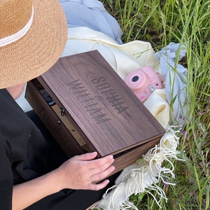 Personalized Memory, Wooden, Keepsake Box - Original Christmas Date night gift for Him, Her, Boyfriend, Girlfriend, Couples, Women, Men Wife