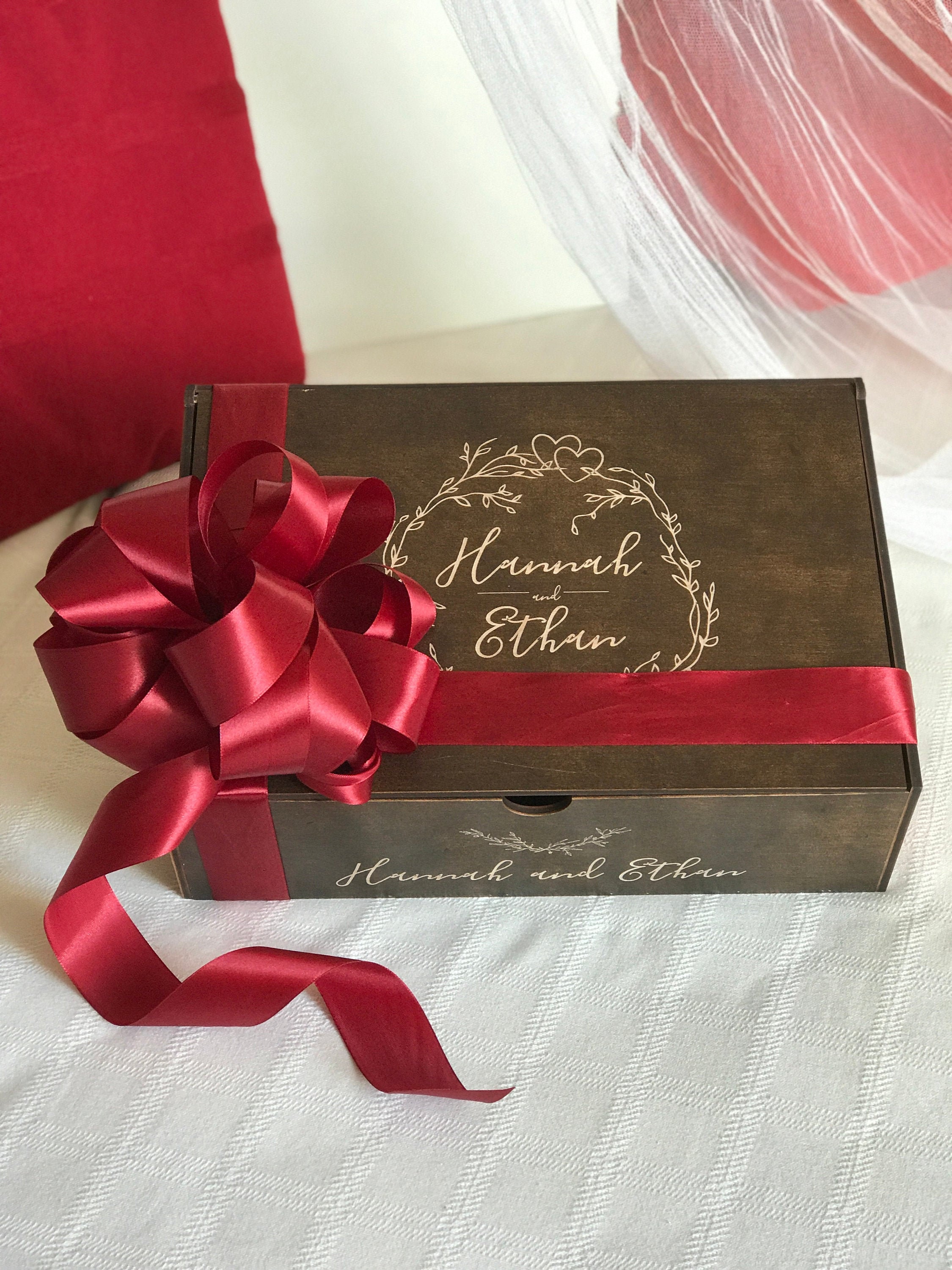Personalized Memory, Wooden, Keepsake Box - Original Valentines gifts for him, her, Gift for boyfriend, girlfriend, couples, women, men
