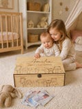 Unique Gift for New baby, Newborn baby girl, Christmas box babies, keepsake memory wooden personalized custom gift box for Baby boy, girl