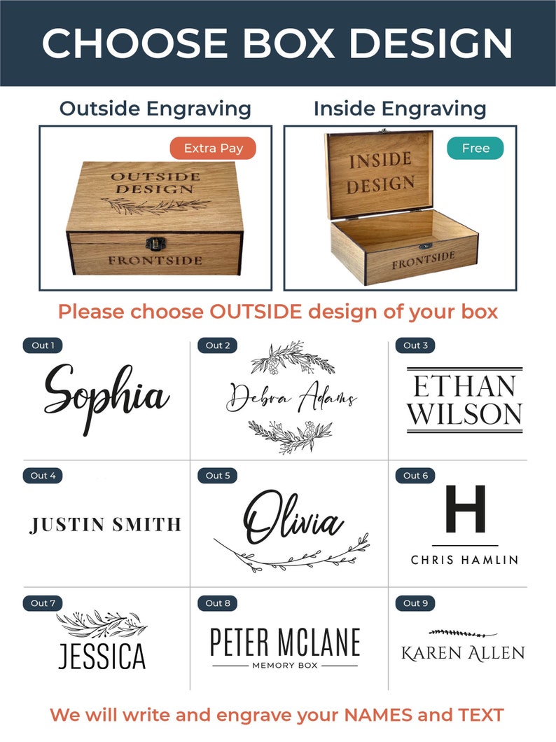 Personalized wooden name box for memories, keepsake Gift, present for Him, Boyfriend, Boy, Guy, Groomsmen, Groom, Friend for Birthday zdjęcie 8