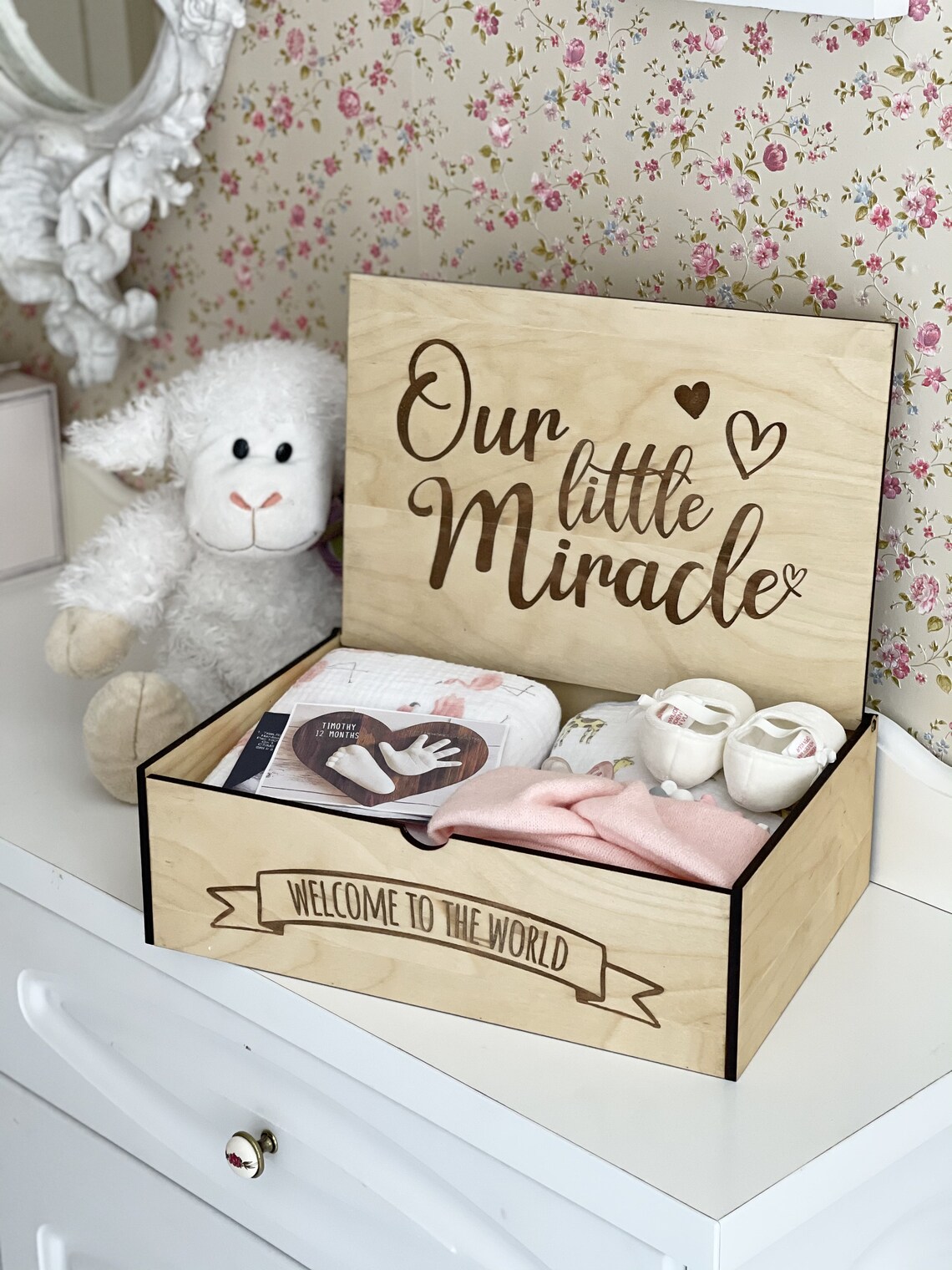 Baby keepsake box from wooden with personalization Toddler | Etsy