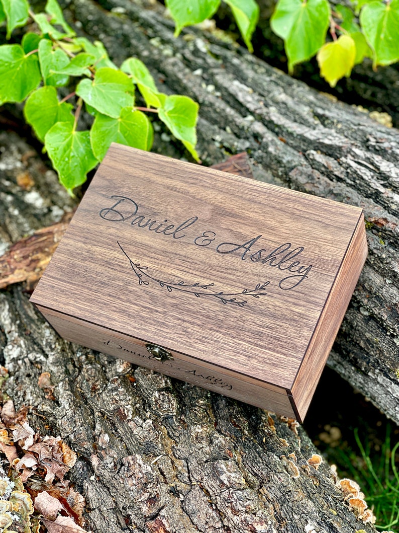 Wedding, Engagement gift for couples Personalized, Wooden, Memory, Keepsake box, Card box for wedding, Custom wedding party gifts image 6