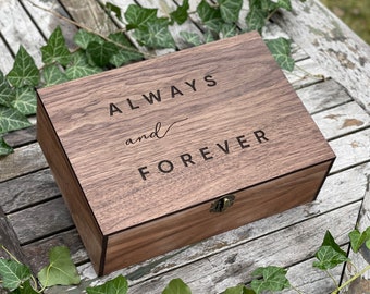 Personalized Memory Wooden Keepsake Stash Valentines Lock Box Wedding gift for Him, Her, Gift for Boyfriend, Girlfriend, Couples, Women, Men