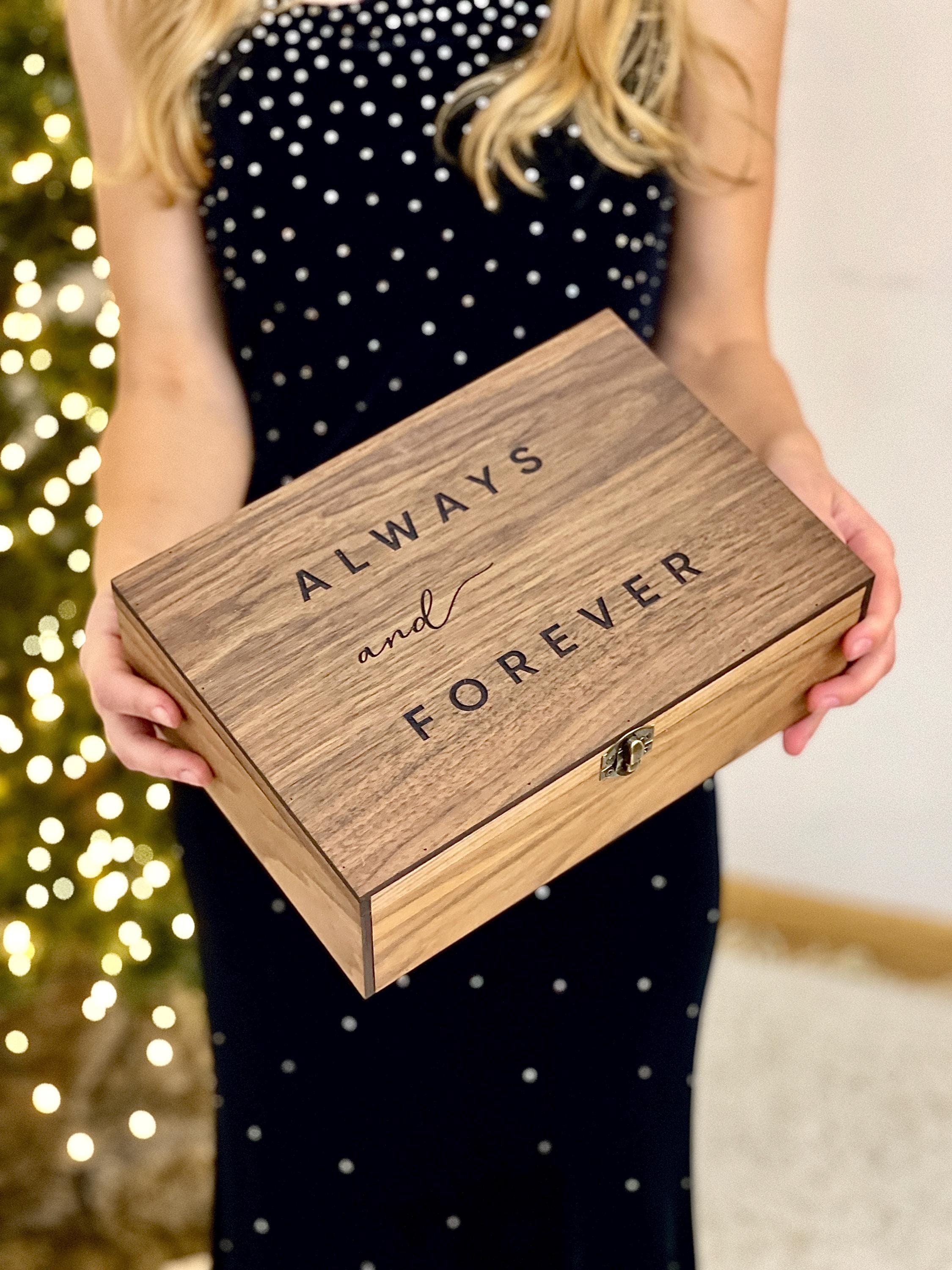 Custom Memory Wooden Keepsake Stash Valentines Lock Box Wedding gift for Him, Her, Gift for Boyfriend, Girlfriend, Couples, Women, Men