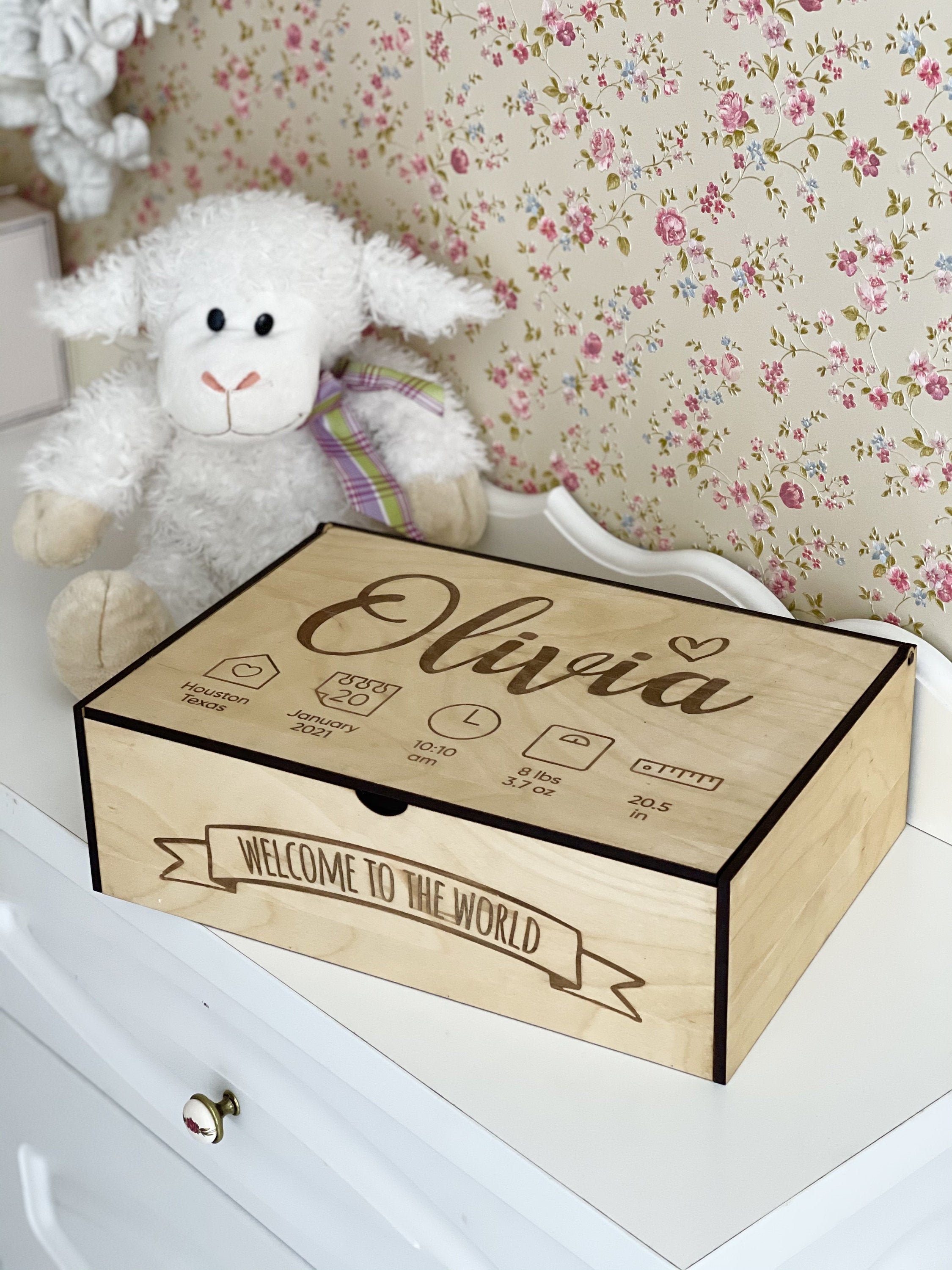 Baby Keepsake Box From Wooden With Personalization Toddler Etsy Canada