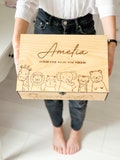 Unique Gift for New baby, Newborn baby girl, Christmas box babies, keepsake memory wooden personalized custom gift box for Baby boy, girl product logo