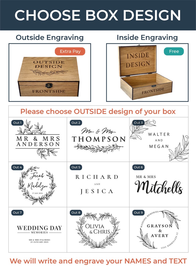Custom Personalized Wooden Keepsake box Gift for Him, Her, Boyfriend, Girlfriend, Couple, Anniversary Men, Wedding Card Wood box, Gift box image 8