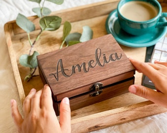 Memory Houten Keepsake box - Uw gepersonaliseerde cadeau voor vriendin, moeder, vrouw, meisje, zus, beste vriend, bruid - Verjaardagscadeau