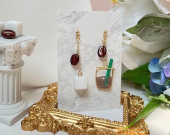 Handmade Coffee Earrings: Fun gift for Coffee Lover, Mismatched Style Jewelry