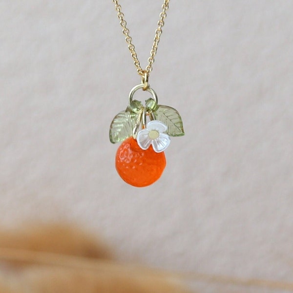 Fruit Necklace/Orange Necklace/Handmade Jewelry/Gift for Her/Necklaces for women/Gift for fruit orange lover/Cute Necklace