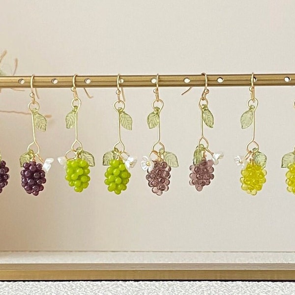 Fruit Earrings/Grapes Earrings/Cute Earrings Dangle/Jewelry for Farm Girl/Y2K Style Gift for her/Handmade Statement Earrings