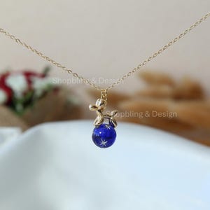 18K Gold Plated Creative Balloon Animal Necklace: Celestial and Dog Themed Fun Jewelry Gift Dark Blue