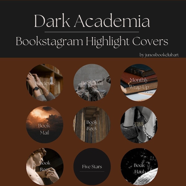 Dark Academia Bookstagram Highlight Covers | Book Instagram Highlight Covers | Instagram Story Covers for Book Lovers
