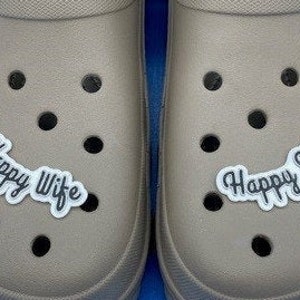 Happy Wife Happy Life Clog shoe Charm   2 Piece Set