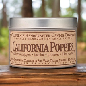 California Poppies Scented Soy Wax Travel Candle - Wild California Collection - 8 oz Travel Tin