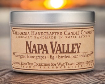 Napa Valley Scented Soy Wax Travel Candle | California Road Trip Collection | 8 oz Travel Tin