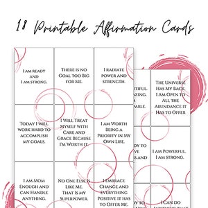 18 PRINTABLE POSITIVE AFFIRMATION Cards for Moms.  Positive affirmation cards | Self Help Printables | Printable Downloads Daily Motivation