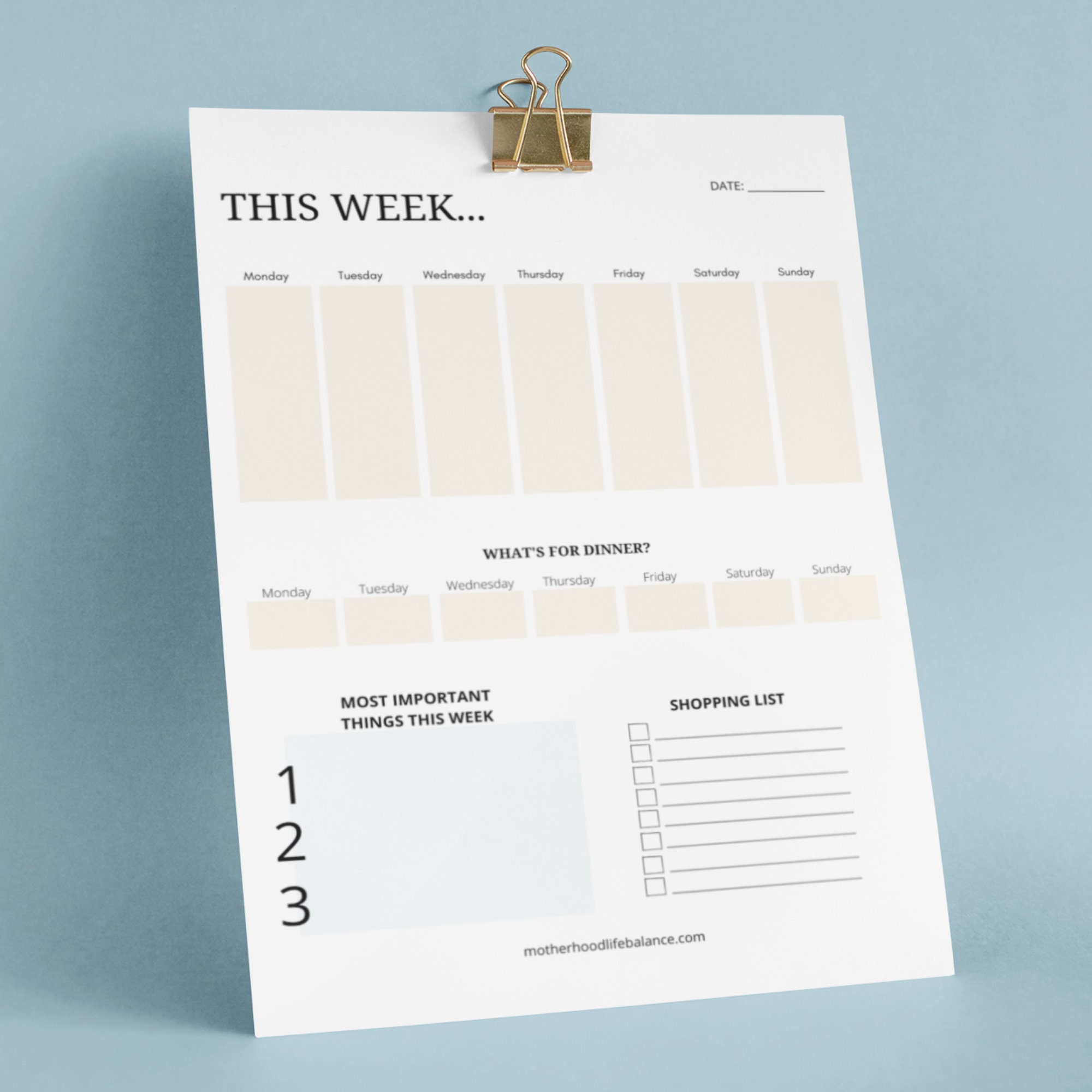 Weekly Meal Planner Printable With Grocery List Printable for Working ...