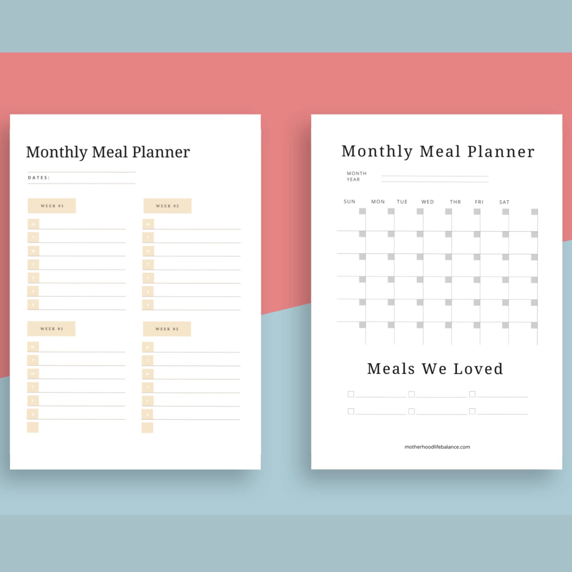 Weekly Meal Planner Printable With Grocery List Printable for Working ...