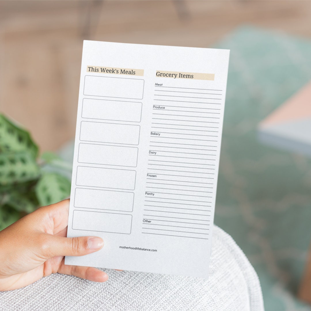 Weekly Meal Planner Printable With Grocery List Printable for Working ...