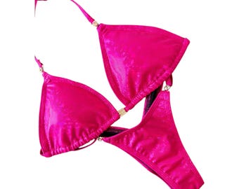 Hot Pink Wellness & Bikini Posing Suit | Crystal Connector NPC IFBB Practice Suit