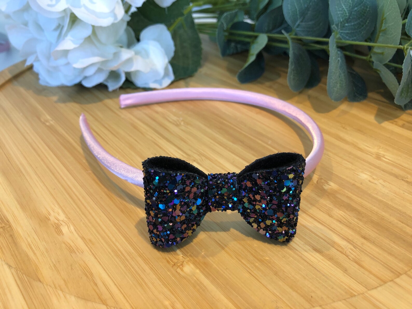 Dark Purple Chunky Glitter Bow Headband Girl's Etsy