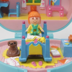 1991 Angel Pocket Bandai Dreamy Bedroom Ring & Ring Case Play Set Vintage Licensed by Bluebird - Polly Pocket Midge Bedroom Style - Dog Bed