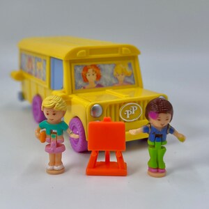 Rare 1996 Polly Pocket Classroom on the Go - Complete School Bus Easel RV Van Vintage Bluebird Playset Out n About Pollyville Vehicle