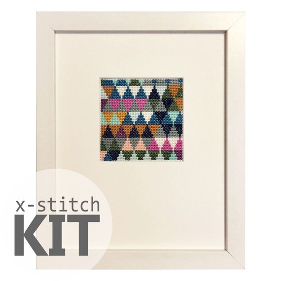 Mid Century Triangles Cross Stitch Kit Mid Century Triangles Cross Stitch Kit