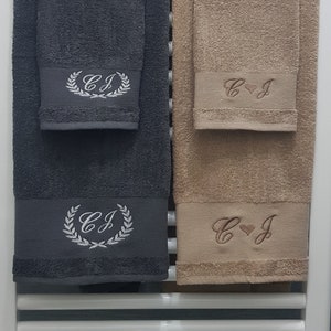 Custom starter towels, embroidered towels, embroidered bath towels, initial bath towel, custom towel set