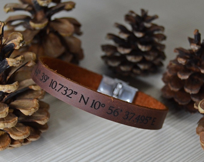Bracciale Uomo Personalizzato In Pelle Con Foto E Nome Inciso – Gioielli Regalo Per Papà, Marito, Fidanzato