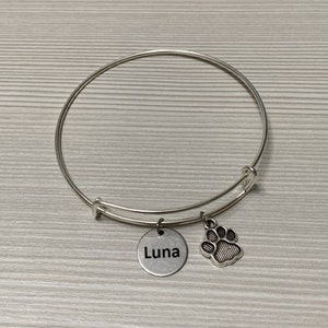 Rigid bracelet with pendants, custom rigid bracelet, rigid bracelet, bracelet with personalized pendants, dog paw