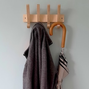 Wall Hook Coat Hanger in Baltic Birch Plywood with Four Double Hooks