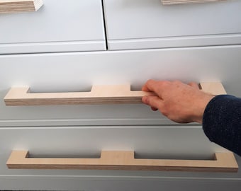 Double Grip Square Edge Wooden Door Handle in Plywood for Kitchen Cabinets, Drawers and Doors