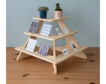 Corner Display Stand with 90 Degree 3 Tier shelving for Market Stalls, Crafts Fairs
