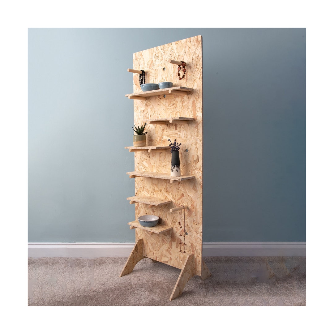 OSB Pegboard, Tall Free-standing With Feet, Includes Pegs and