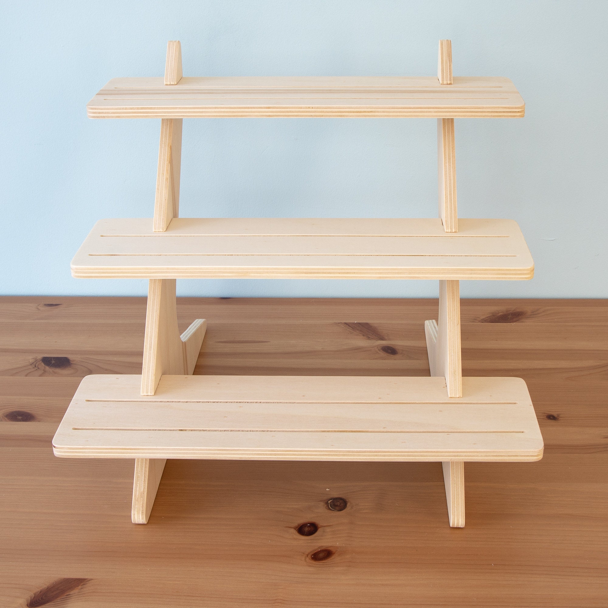 Présentoir En Bois 3 étages - Étagère De Vente Pour Marchés, Foires, Boutique - Design Droit Portable (40x24cm)